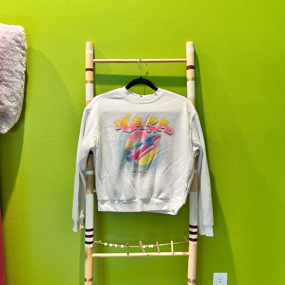 White NASA Graffiti Style Crew Neck